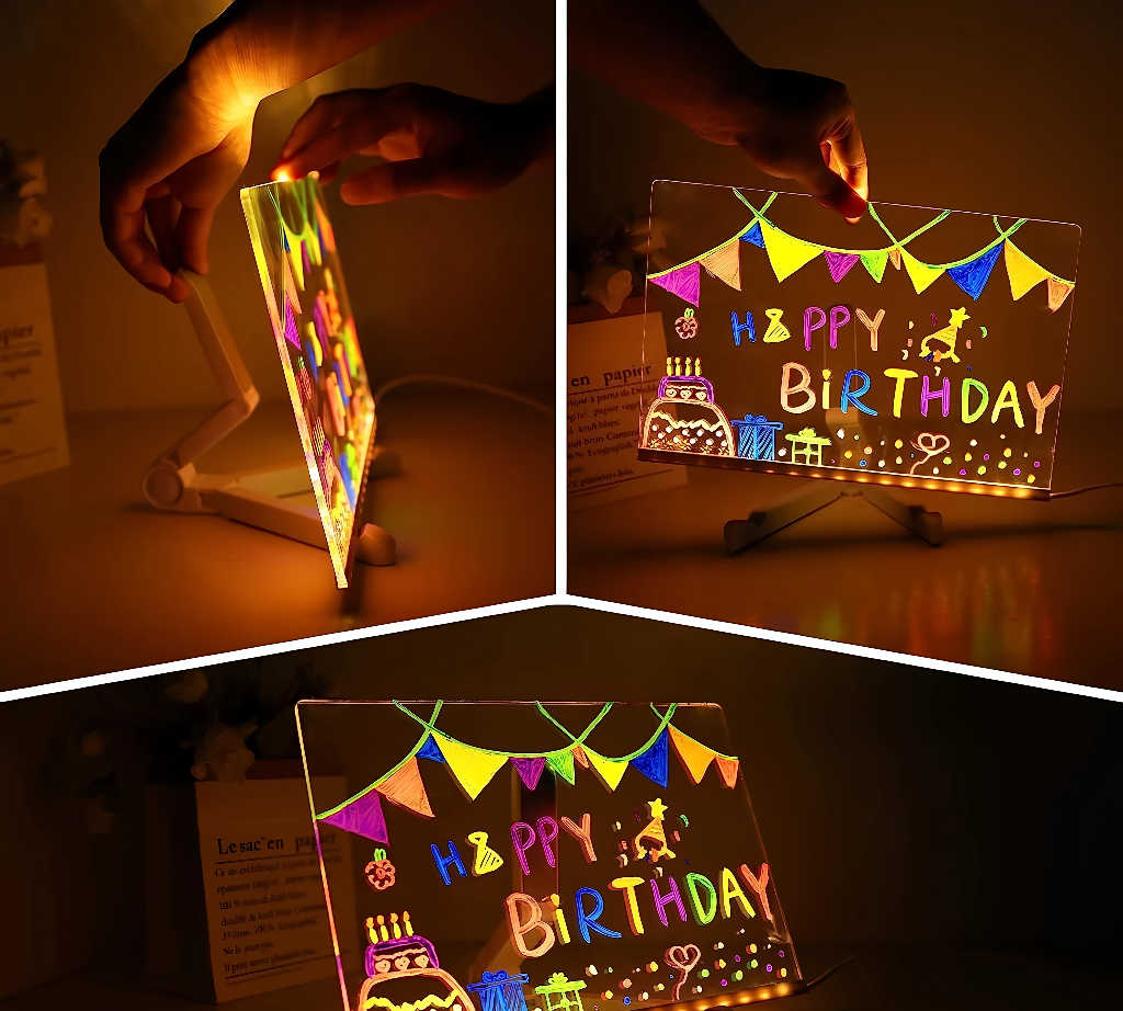 3D LED Light Glass Acrylic Writing pad