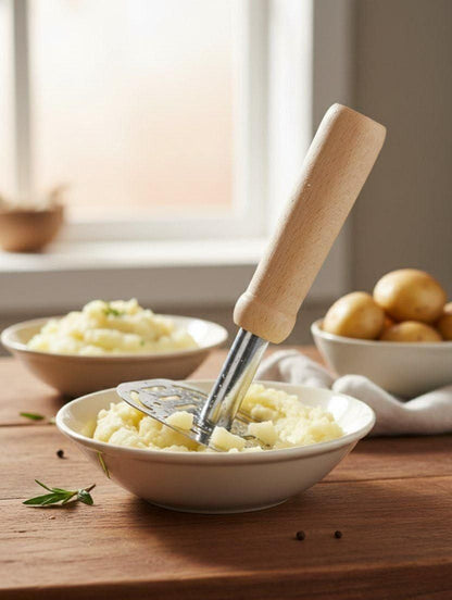 Wooden Handle Square Potato Masher